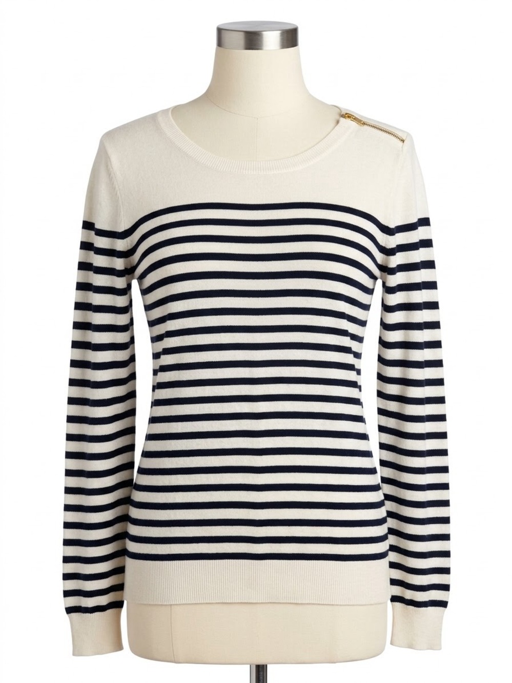 Banana Republic Striped Sweater Cream and Navy Striped Women’s Medium Nautical